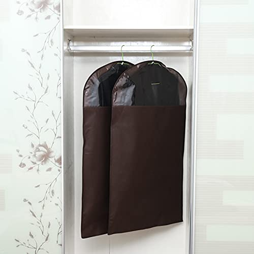 6 custodie per abiti, traspiranti, antipolvere, in tessuto non tessuto, con finestra trasparente, antitarme, per cappotti e giacche, colore marrone, 60 x 80 cm