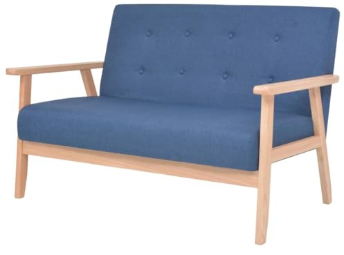 WEMYUFURN Skandinavisches 2-Sitzer Sofa mit Massivholzrahmen – Bequemes Polstermöbel aus weichem Polyesterstoff, einfache Montage und strapazierfähige Sitzgelegenheit für Wohnzimmer