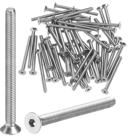 M METERXITY 50-Pack Flat Head Machine Screws M2.5x30mm | Inner Hex Socket Cap Screws 304 Stainless Steel Socket Countersunk Fasteners Bolts for Electronics/Machinery Equipment/Home