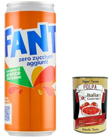 Italian Gourmet Orangenlimonade Zero Zucker 48 x 330 ml – Erfrischungsgetränk mit Orangengeschmack ohne Zuckerzusatz in Dosen + Italian Gourmet Polpa