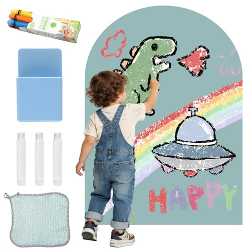 Magnettafel wand，Magnetwand Selbstklebend，whiteboard Magnettafel 100 x 80 cm Bogenform-Montessori Magnetfolie selbstklebend stark-Porzellanblau
