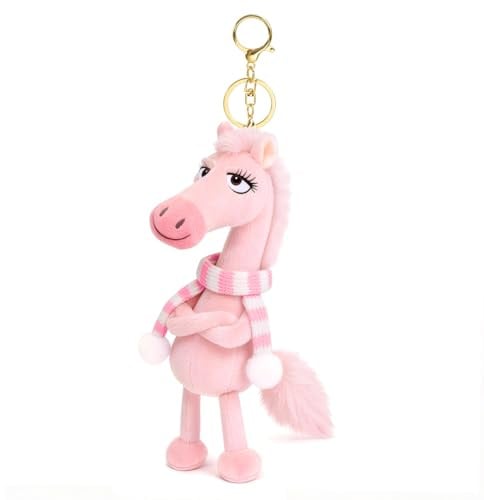 Yikki Schlüsselanhänger Pferd 2026 Glücksbringer Maskottchen Schlüsselanhänger Plüsch Pferde Anhänger für Taschen Handtasche Geschenke für Pferdeliebhaber (Rosa)