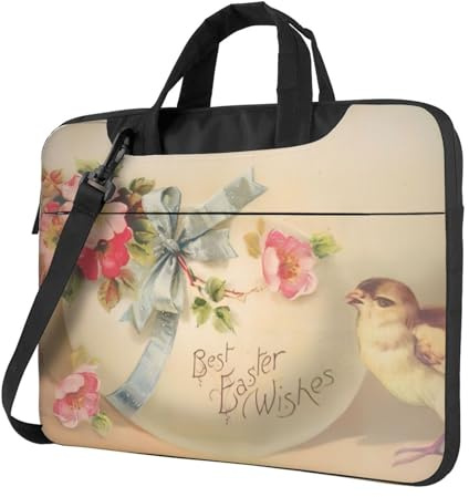 QAZWZML Sac fourre-tout pour ordinateur portable imprimé « Best Easter wishes » - Convient pour les voyages et une utilisation quotidienne, Noir , 15.6 inch