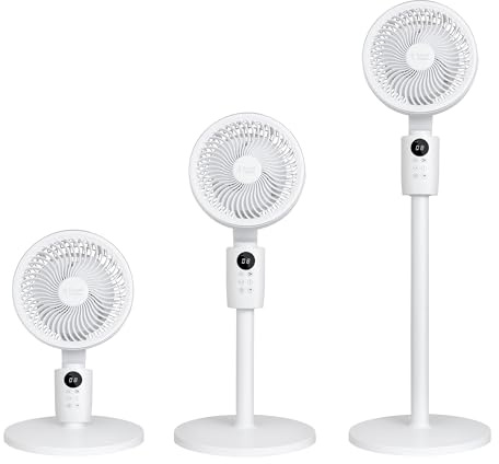 Russell Hobbs 3 in 1 Pedestal & Desktop Circulator Fan with 3 Modes & 16 Speed Settings, Adjustable Height, Oscillating, Electric Cooling, 1.8m Power Cord 9hr Timer Remote Control White RHPCF1001