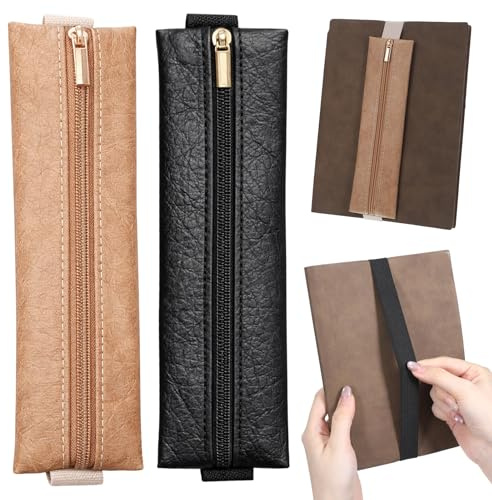 Apojgitn 2 Stück Stifthalter Notizbuch Reißverschluss Elastische Stiftehalter Gummiband Verstellbare Stiftetasche Pen Loop für Tagebuch Notizbuch Kalende Wiederverwendbare Wasserdichtes