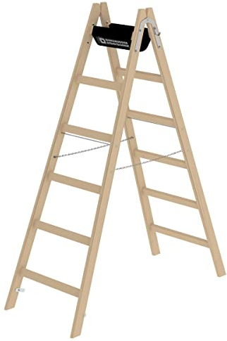 Holz-Stehleiter 6 Sprossen Arbeitshöhe bis ca. 3,00 m