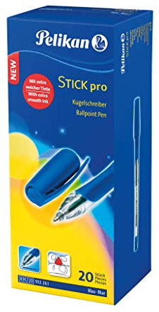 Pelikan Kugelschreiber Stick pro, 1 Box mit 20 Stück, Schreibfarbe: blau