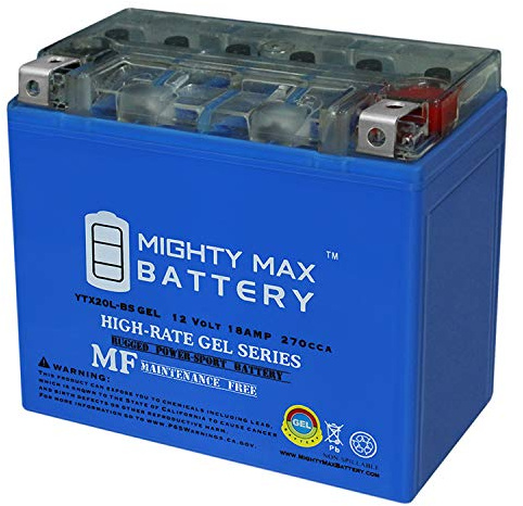 Mighty Max Battery YTX20L-BS GEL -12 Volt 18 AH, GEL Type, 270 CCA, Rechargeable Maintenance Free SLA AGM Motorcycle Battery