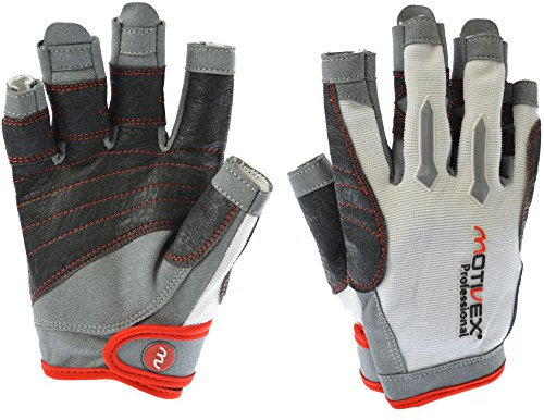 MOTIVEX® Professional Segelhandschuhe weiß/rot, Größe L