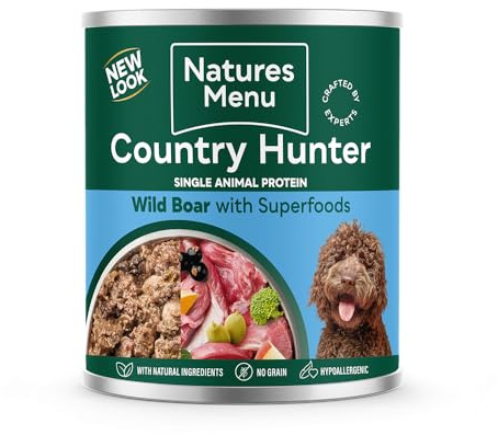 Natures Menu Country Hunter Canned Wet Dog Food - Wild Boar - 6 x 600g
