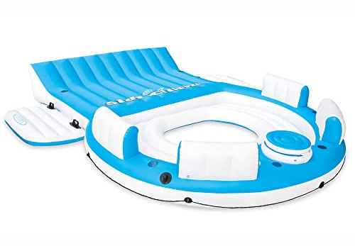 Intex 56299EP 145 x 125 x 20 Zoll Splash N Chill Aufblasbarer See und Pool Entspannungsinsel Liege Sitz für bis zu 7 Erwachsene, Blau und Weiß