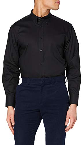 Kustom Kit Men's Tailored Fit Premium Oxford Kk188 Business Shirt, Black, 16