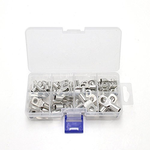 DollaTek 60pcs Bolzenloch Verzinnte Kupferklemmen Set-Kabelklemmen Stecker Kabelschuhe Batterie SC Terminals Blick auf den Mund