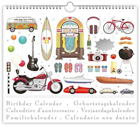 Quire Geburtstagskalender – Enjoy Life Design – wunderschön geprägt mit Gold- und Silberfolie – Größe 225 mm x 195 mm
