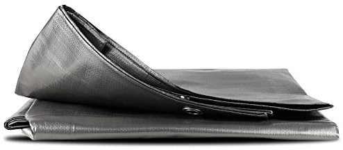 Bortaberg Tarpaulin Strengthened Waterproof Heavy Duty - Grey Tarp Sheet - Premium Quality Cover Made of 200gram/sm Reinforcing Mesh, for Camping Fishing Gardening Pets ([m]1.5x2 || 4.9'x6.5')