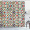 ABAKUHAUS marokkanisch Duschvorhang, Dekorative abstrakte Blatt, Stoffliches Gewebe Badezimmerdekorationsset mit Haken, 175 x 200 cm, Mehrfarbig