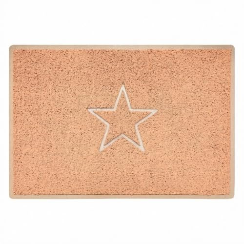 Nicoman Star Shape Embossed Entrance Door Mat Non Slip Dirt Trapper PVC Spaghetti Mat with Rubber Base, Jet Washable Quick Drying Doormat Indoor or Outdoor - (Large, Beige, 90 x 60cm)