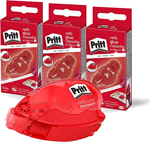 Pritt Rouleau de colle 16 m x 8,4 mm Rouleau adhésif permanent Kleberoller + Nachfüller