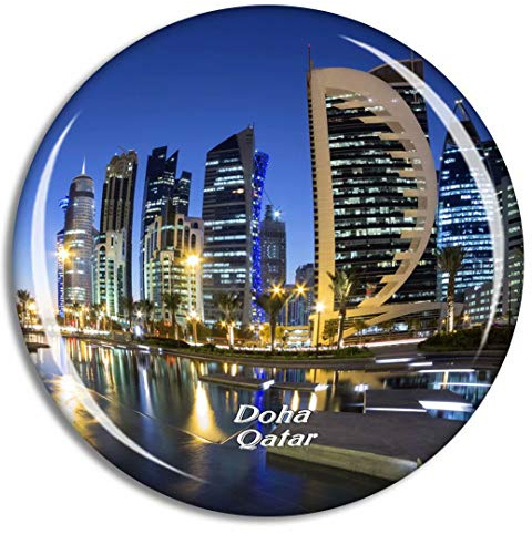 Weekino Doha, Katar Kühlschrankmagnet 3D Kristallglas Touristische Stadtreise City Souvenir Collection Geschenk Starker Kühlschrank Aufkleber