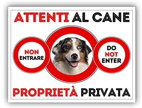 SNOGGHY Targa Cartello ATTENTI al Cane - Australian Shepherd (20 X 15 CM)