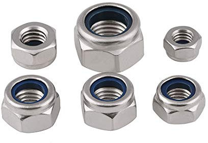 BOZONLI M8(8mm) Nylón Tuercas de Contratuerca, Acero Inoxidable Autoblocantes Tuercas Hexagonales de Nailon