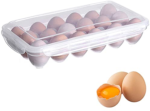 Eierbox 18 Eier, Eierbehälter aus Kunststoff, Eierbehälter für kühlschrank, Eier Aufbewahrungsbox, Kühlschrank Eierschublade Eierablage, Transparent Eierbehälter Eggbox Eier Organizer für Küchen