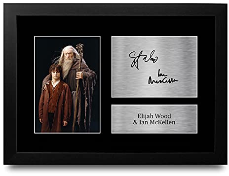 HWC Trading FR A4 Elijah Wood & Ian McKellen Lord of the Rings Geschenke Gedruckt, Signiert Autogramm Bild Für Film-Erinnerungsstücke-Fans - A4 Framed