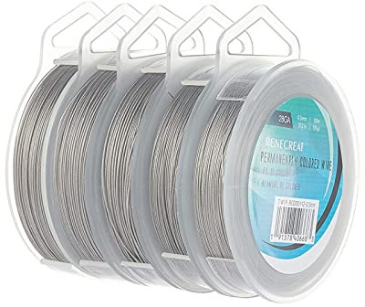 BENECREAT 5 rotoli 360 m di dimensione mista filo di perline in acciaio inox 7 fili filo catena perline per collana bracciale lavoro artigianale