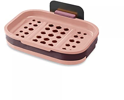 Intirilife Seifenschale 13 x 9 x 2 cm in Pink - Seifenhalterung für die Wand, mit Wasserspeicher, zum kleben, ohne Bohren