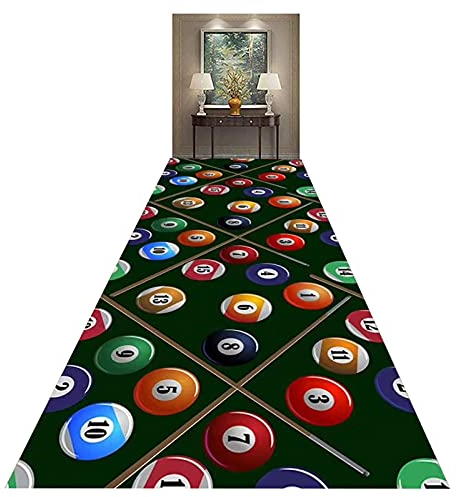 HAIPENG 3D Läufer Teppich Flur Teppichläufer, Weich Saugfähig Fußmatten, Billard-Muster rutschfest Teppiche für Treppen Küche Hotel, schneidbar