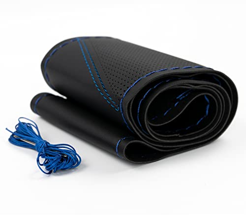 AUTOXBERT DIY Lenkradbezug Auto Hand Nähen Lenkradbezüge Sportlicher Stil Lenkradabdeckung Mikrofaser Leder mit Nadel Faden Universal Lenkradhüllen für 37-39 cm Rund D-Typ Lenkräder