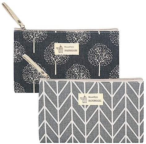 2 Pièces Pochette Cosmétique en Toile, Sac de Toilette de Voyage Portable, Trousse de Maquillage avec Fermeture Éclair, Rangement pour Femmes.