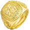 JewelryWe Herren-Ring Gold Ring Herren - Glück Vergoldet Rechteckig Siegelring Band Bandring Offener Daumen Fingerring verstellbare Größe Geschenk für Männer