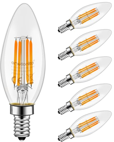 emotionlite E14 LED Lampe, LED Filament Glühlampen, 4W (40W Equivalent), E14 Kerzenleuchter Basis, warmes Weiß Glühen, 2700K, 6 Stück