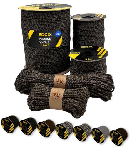 EdcX Paracord 4mm, 20+ Colori Militari (15m, 30m, 50m, 100m, 300m) | Ideale per Campeggio, Sopravvivenza | Corda 100% Nylon 4 mm | Corda Tattica 550 Tipo III (Coyote Black Snake, 15 m)