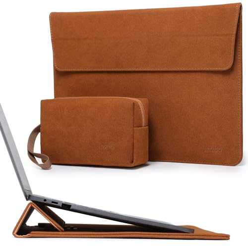 HYZUO 13 Pollici Custodia PC Portatile con Supporto Regolabile per MacBook Air/Pro 13 M4 M3 M2 M1 2025-2016, Surface Pro, iPad Pro/Air 13 M4 M3 M2, XPS 13, con Borsa Accessori, Marrone