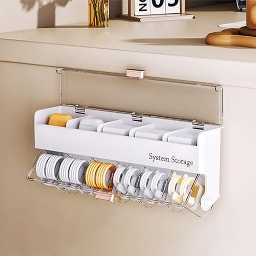 STARRY G Double Layer Cable Tidy Box with Lid, Wall Mounted Cable Management Box, 11 Grids Cable Organizer Box, Large Storage Box for Data Cables/Charging Plug/Sundries