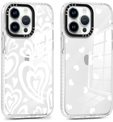 Xylota 2 Stück Transparent Handyhülle für iPhone 11 Pro 5,8 Hülle, Durchsichtig Aesthetic Liebesherz Muster Case, Weich Silikon Dünn TPU Stoßfeste Kratzfest Schutzhülle Frauen Mädchen Mode Cover