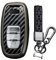 TECART Coque de clé de Voiture Compatible avec Audi A1 A2 A3 A4 A5 A6 A7 A8 A4L A6L A8L Q1 Q3 Q5 Q7 Q8 S1 S3 S4 S5 PVC Porte-clés Keyless Go Protection 3 Boutons en Fibre de Carbone, a-Noir, 3-Taste