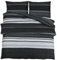 vidaXL Bettwäsche Set, Bettbezug in elegantem Look, Deckenbezug Kissenbezug mit verstecktem Knopfverschluss, Bettdeckenbezug Duvetbezug, Schwarz Weiß 140x200cm Baumwolle