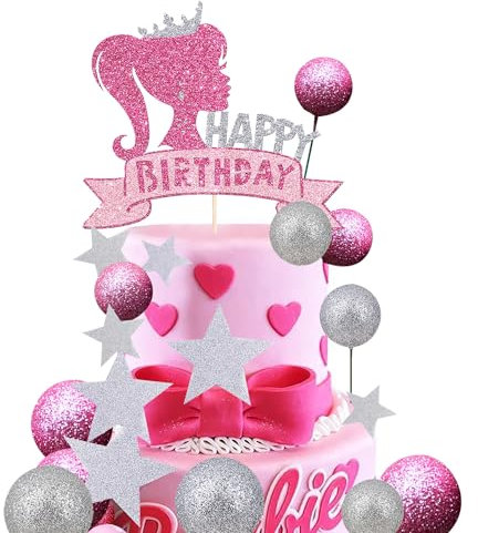 18 RosaTortendeko Mädchen, Happy Birthday Tortendeko, Cake Topper Geburtstag Küchendeko, Prinzessin Deko