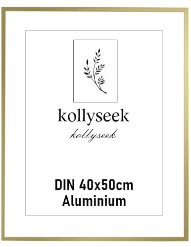 kollyseek cornice di alluminio 40 x 50cm cornice di poster in metallo oro con vetro acrilico infrangibile moderna cornice di foto Cornice con passepartout per le immagini Poster Foto oro