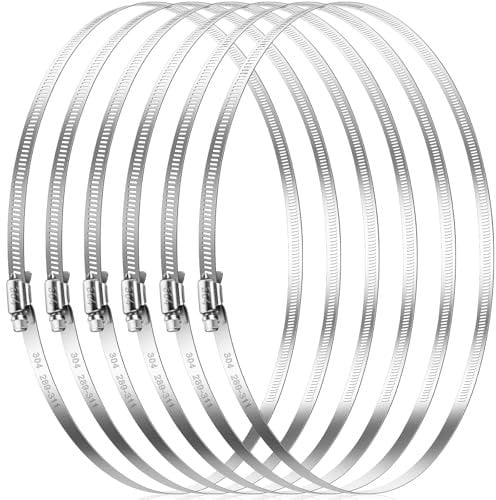 Caianwin 6 fascette stringitubo di grandi dimensioni, 289-311 mm, regolabili, in acciaio inox 304, per automotive, meccaniche, agricoltura