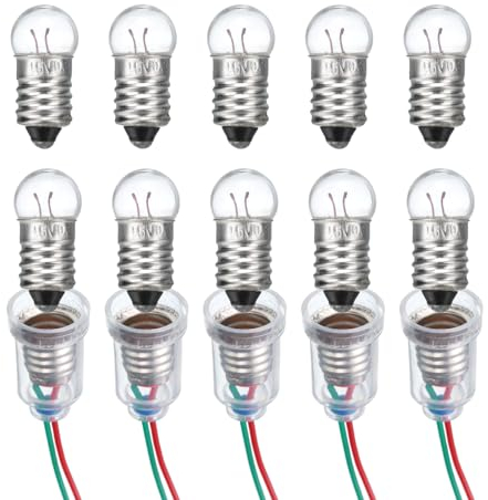 sourcing map 1.5V/0.3A E10 Mini Light Bulbs, 1Set Miniature Screw Bulbs Flashlight Bulbs for Scientific Experiment Lighting DIY Accessories, Warm Yellow Light