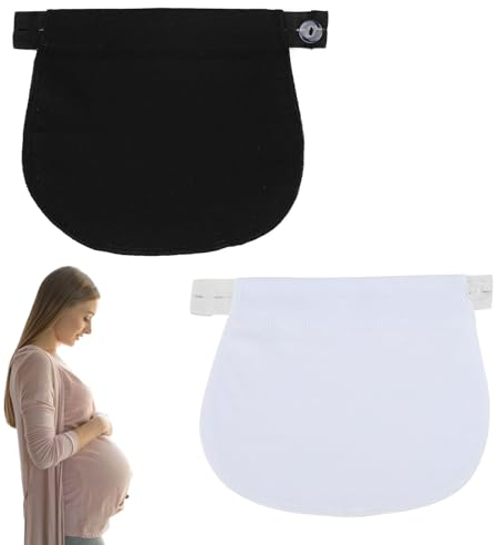 Hugfads 2PCS Extenseurs de Taille Ajustables pour Femmes Enceintes - Extension de Ceinture de Grossesse Élastique pour Pantalons - Confort Suprême pendant la Grossesse (Noir, Blanc)