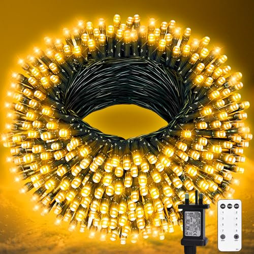 Christmas Fairy Lights Plug in 65ft 200 LED String Lights Mains Powered with Remote 8 Modes Christmas Tree Lights Waterproof Outdoor Indoor Decoration for Garden Bedroom Festival Party Wedding Xmas