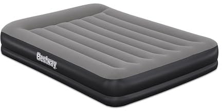 Bestway TriTech Doppelluftbett mit USB-Elektropumpe, 203 x 152 x 36 cm, 2 Personen, bis 300 kg, I-Beam Konstruktion, Integriertes Kopfkissen, Beflockte Oberfläche, Innen- und Außeneinsatz, USB-Kabel