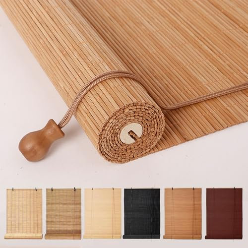 YUJIANHUAA Bambusrollo Retro Bambus Rollo,Bambus Raffrollos Fenster-Rollo,Sonnenschutz Sichtschutz Seitenzugrollo,Für Terrasse/Garten/Fenster/Tür,Breite×Höh (Carbonized,200cm x 240cm)