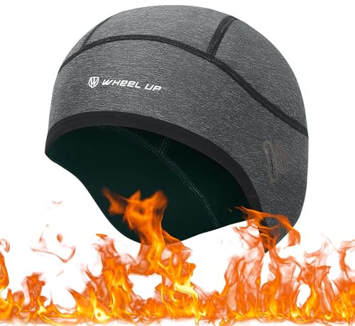 Fahrrad Wintermütze Herren Damen Mütze, Winddicht Bike Warm Cap mit Brillen-Loch, Thermo Atmungsaktive Radsport Skull Cap Helm-Unterziehmütze (DE/NL/SE/PL, Alphanumerisch, Einheitsgröße, Grau)