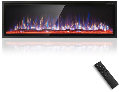 Sophia & William Electric Fireplace 60 inch Wall Mounted, Fireplace Heater